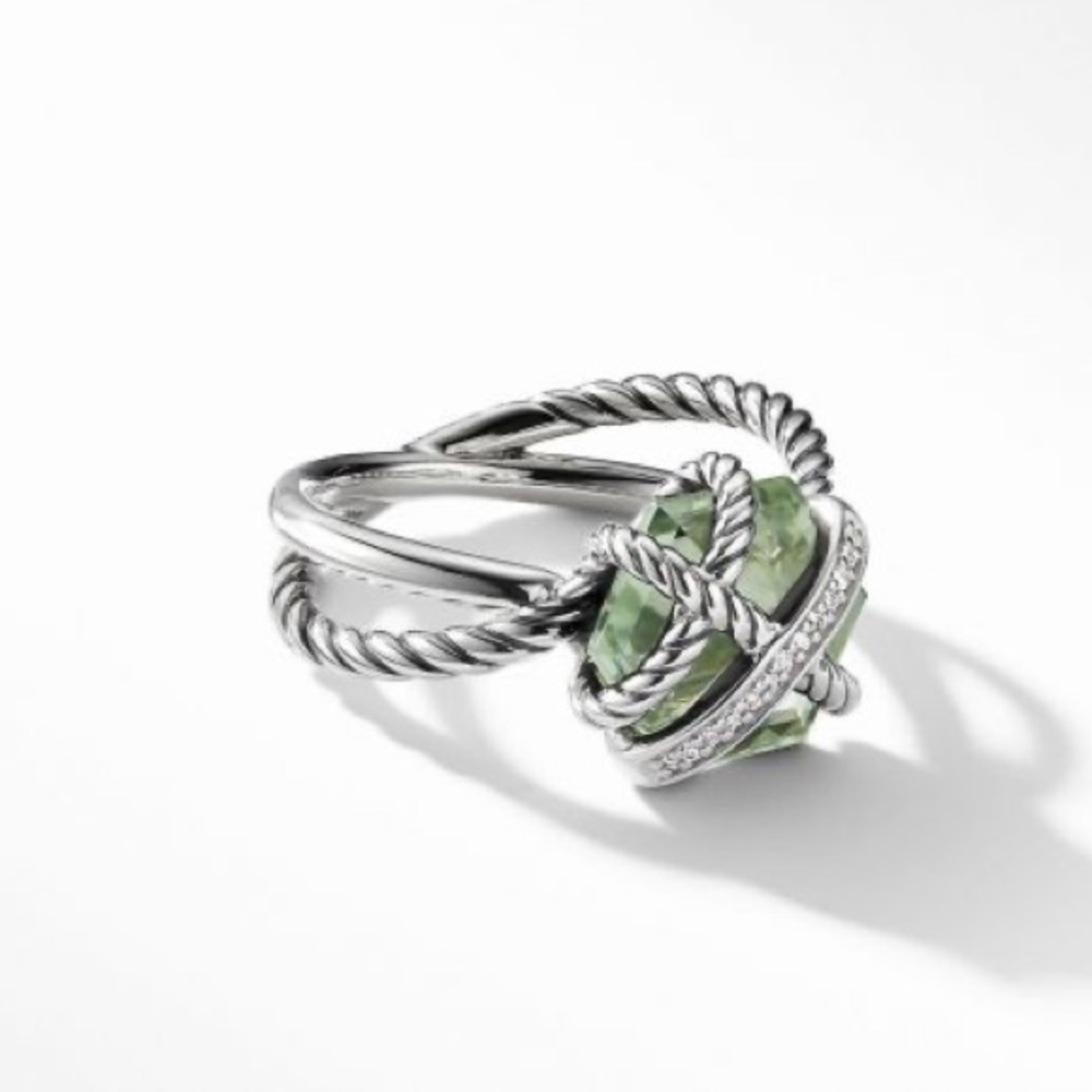 David Yurman Cable Wrap Ring - Prasiolite and Diamonds